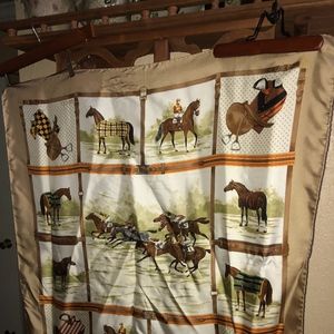 Classic Vintage GUCCI polo pony Silk scarf~ Large 34X34